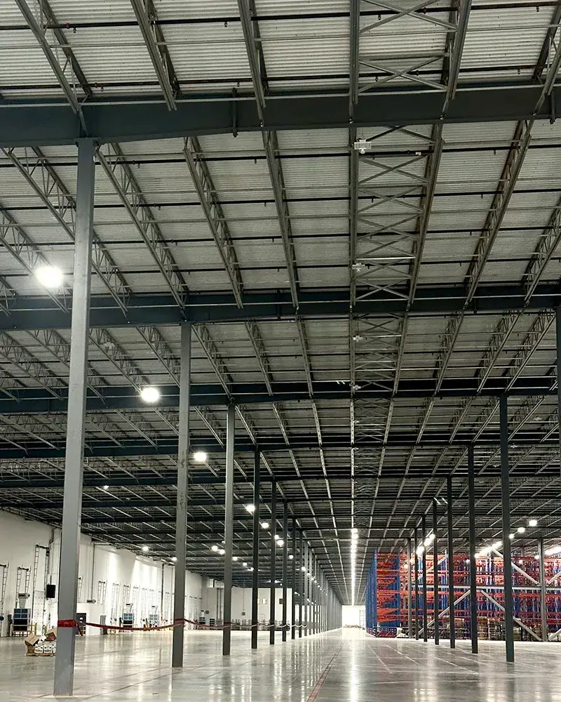 Interior of steel building