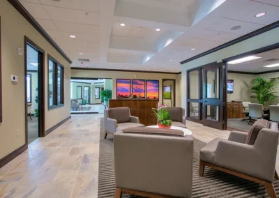 Interior seating area and offices