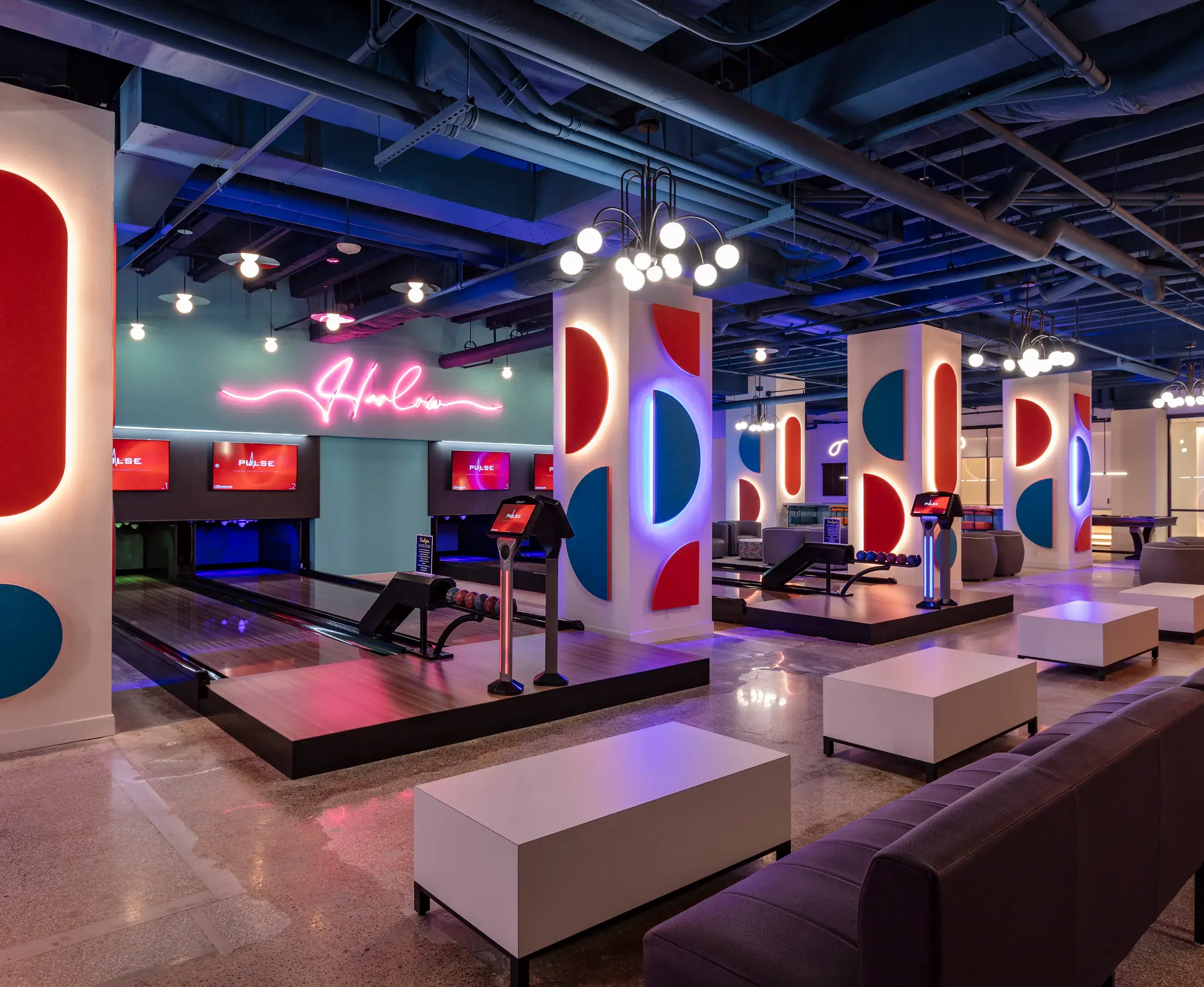 Bowling alley in Harlow building