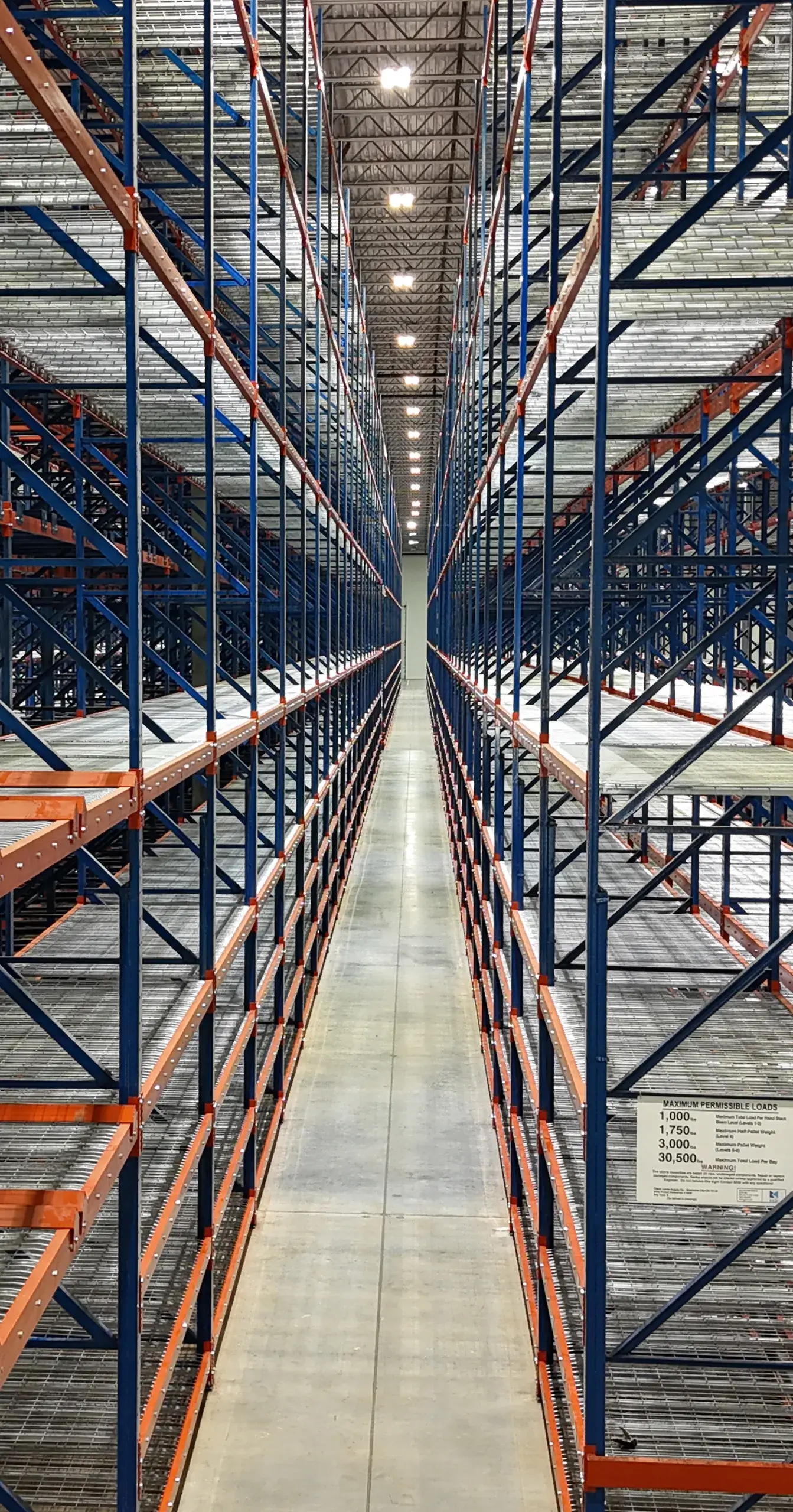 Shelving in warehouse interior