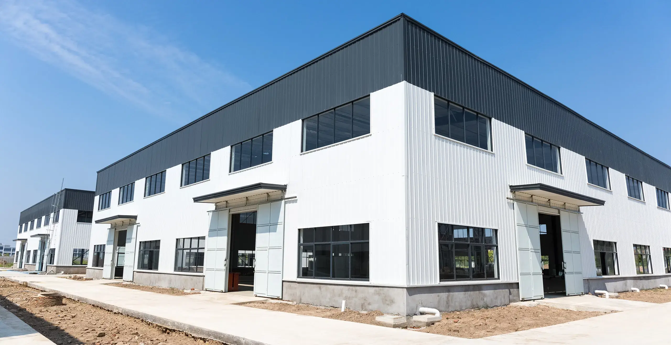 Exterior of steel buildings